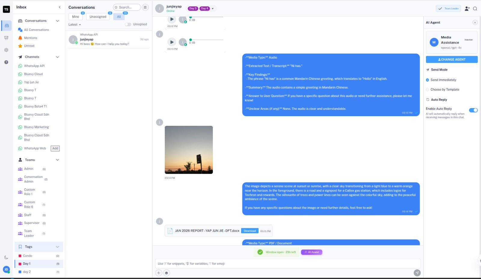 AI WhatsApp Reply — Audio, Image, Document Analysis